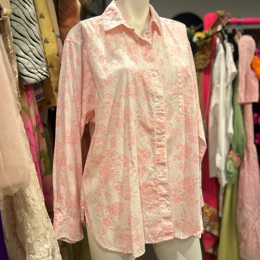 Pink Toile Print Button Down - Picture 7 of 10